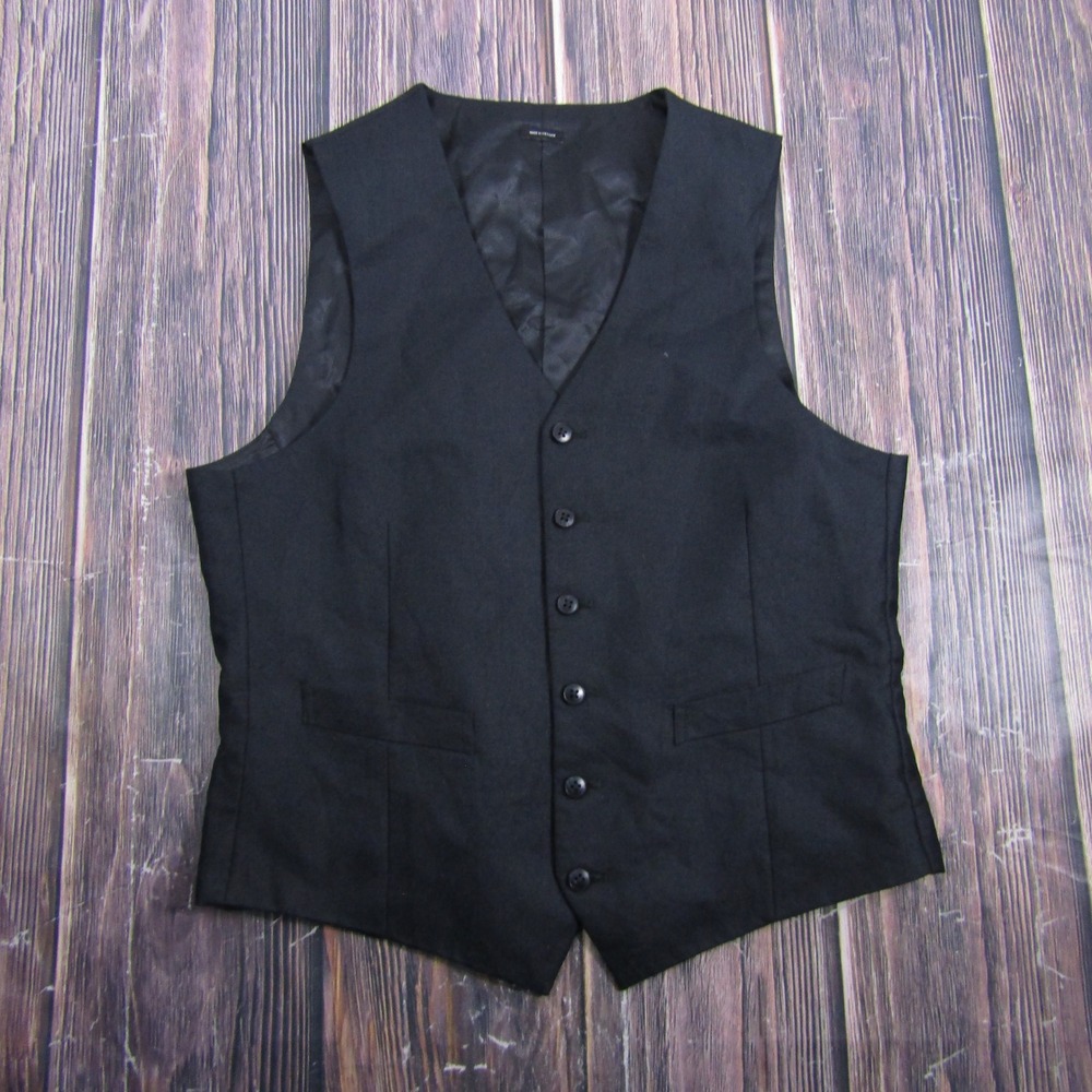 J. Ferrar Suit Vest Men Medium Black Slim Fit Formal Waistcoat Wedding